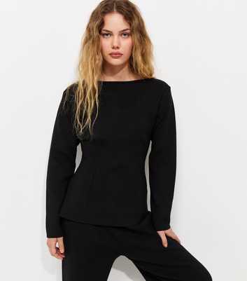 Black Compact Knit Longline Jumper