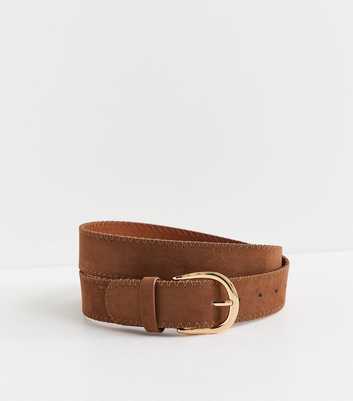 Tan Faux Suede Whipstitch Stitch Belt