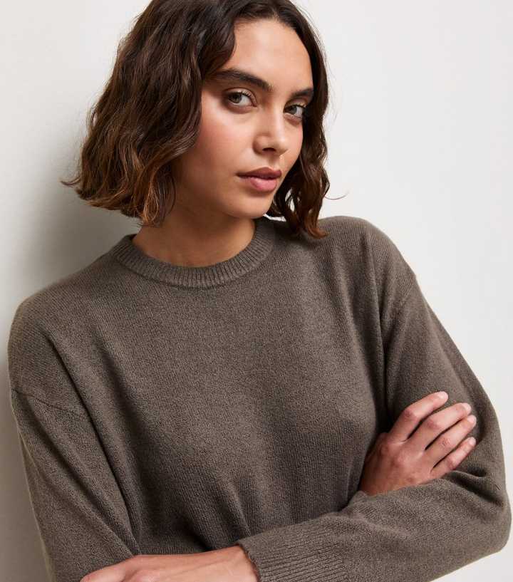 Tall Dark Mink Crew Neck Knitted Jumper
