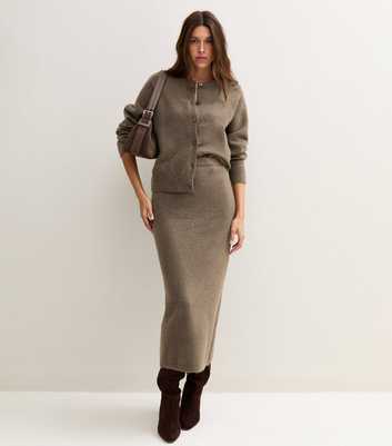 Dark Mink Knitted Midi Skirt