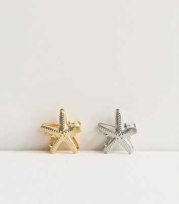 Pack of 2 Gold and Silver Tone Starfish Hair Claw Clips