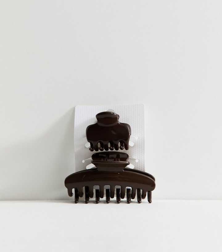 Dark Brown Pack Of 2 Hair Claw Clips