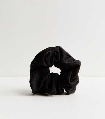 Black Broderie Anglaise Oversized Scrunchie