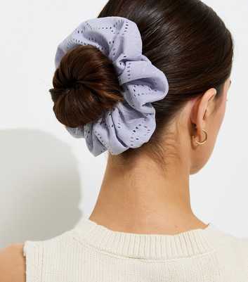 Light Blue Broderie Anglaise Oversized Scrunchie