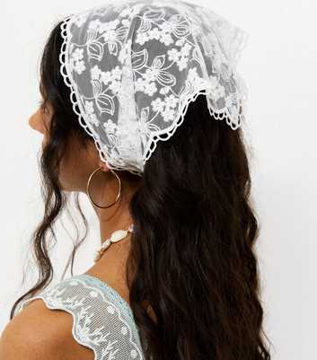White Lace Bandana Head Scarf