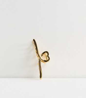 Gold Tone Metal Long Heart Hair Claw Clip