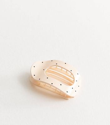 Cream Polka Dot Oval Slide Hair Clip