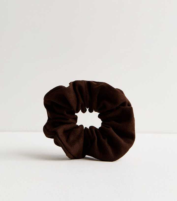 Dark Brown Faux Suede Scrunchie