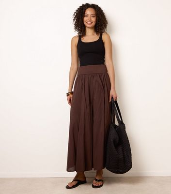 Blue Vanilla Dark Brown Jersey Maxi Skirt | New Look
