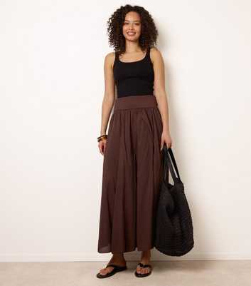 Blue Vanilla Dark Brown Jersey Maxi Skirt