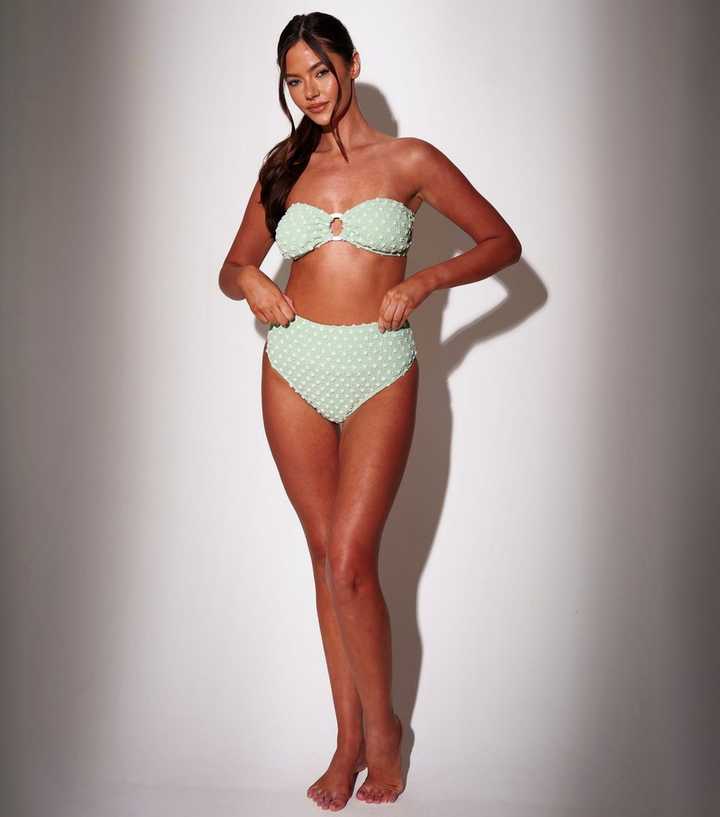 South Beach Green Textured Bandeau Bikini Top