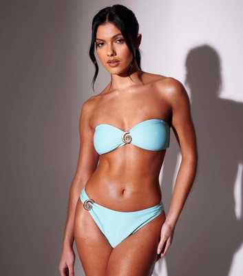 South Beach Turquoise Seashell Bandeau Bikini Top