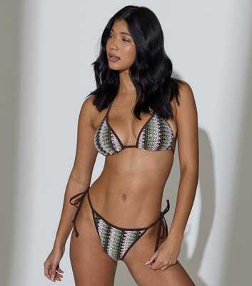 South Beach Brown Crochet Bikini Tie Side Briefs