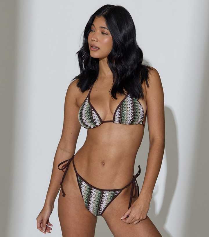 South Beach Brown Crochet Bikini Tie Side Briefs