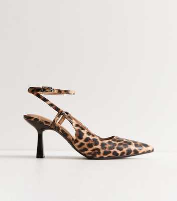 Brown Leopard Print Ankle Strap Court Shoes