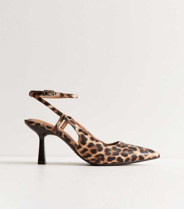 Brown Leopard Print Ankle Strap Court Shoes