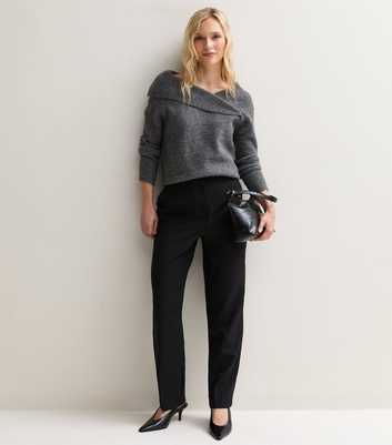 Black Mid Rise Tailored Trousers