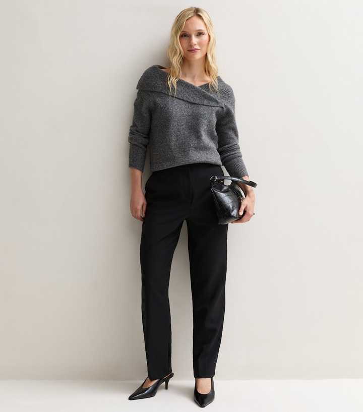 Black Mid Rise Tailored Trousers