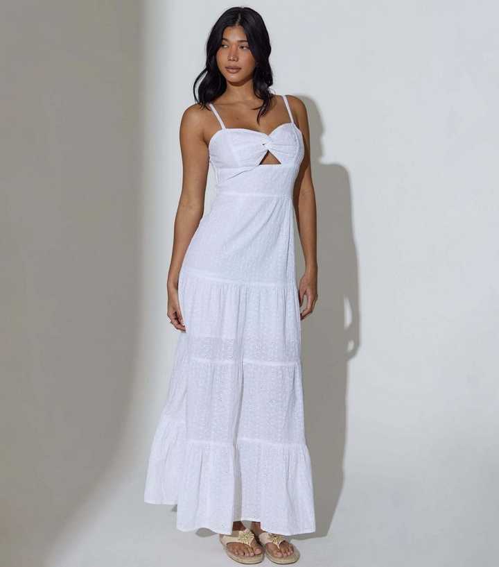 karen millen blue midi dress Off the Shoulder Printed Broderie Anglaise Maxi Dress L