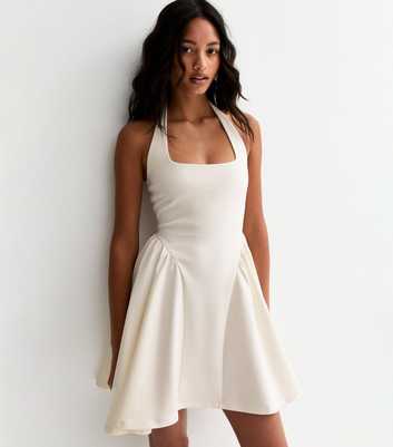 White Halterneck Skater Dress