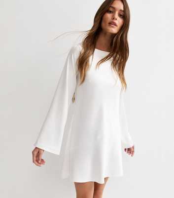 White Satin Cowl Back Mini Dress