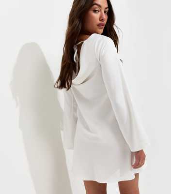 White Satin Cowl Back Mini Dress