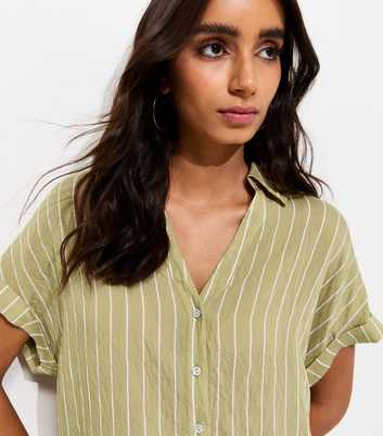 Green Striped Short Sleeve Shirt