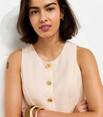White Crinkled Textured Button Waistcoat