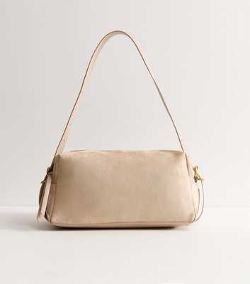 Mink Faux Suede Rectangle Shoulder Bag