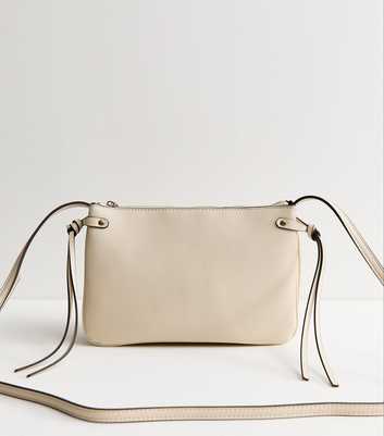 Cream Triple Compartment Crossbody Bag