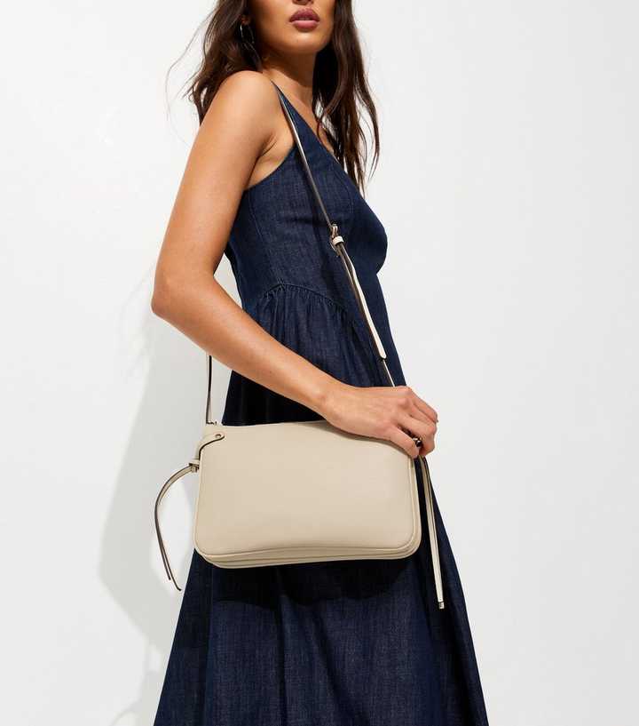 Cream Triple Compartment Crossbody Bag