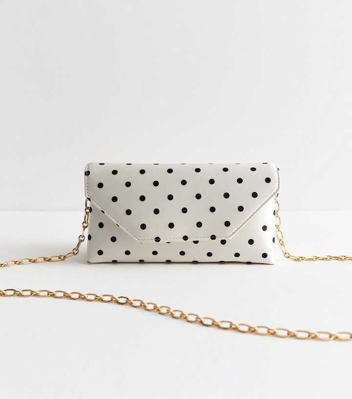 Black Polka Dot Envelope Clutch Bag