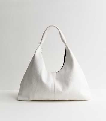 Cream Faux Leather Soft Hobo Shoulder Bag