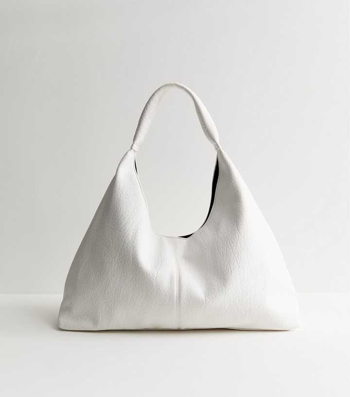 Cream Faux Leather Soft Hobo Shoulder Bag