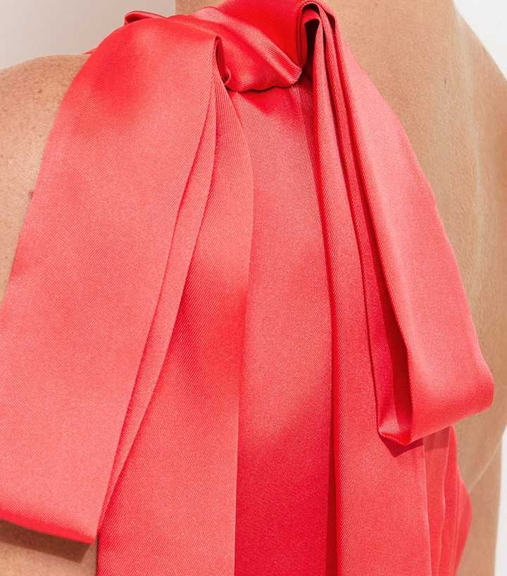 Light Coral Satin One Shoulder Mini Dress | New Look