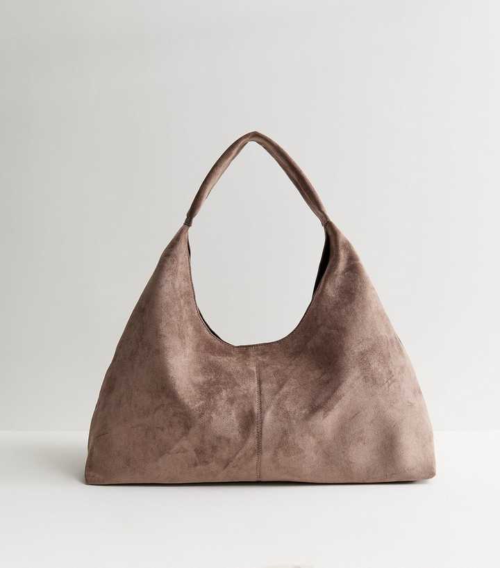 Mink Faux Suede Soft Hobo Shoulder Bag