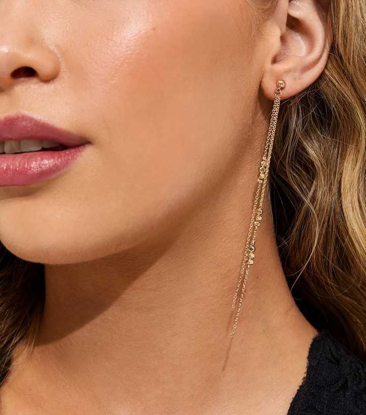 Gold Tone Tassel Drop Earrings