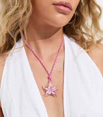 Pink Rope Pearlised Star Charm Necklace