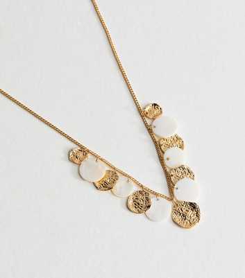 Gold Tone Beaten Coin Chain Necklace