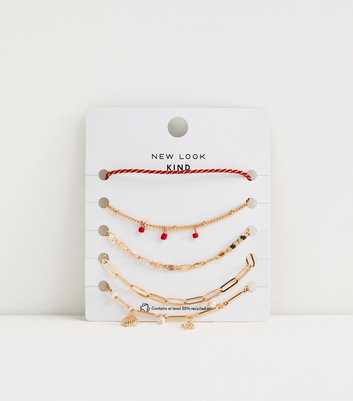 Pack of 5 Gold Tone Charm Bracelets