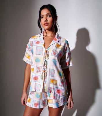 South Beach Multicoloured Postcard Print Short Sleeve Shirt