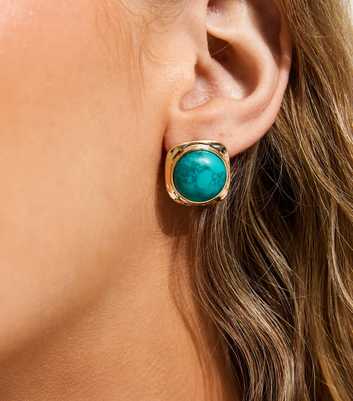Turquoise Stone Square Stud Earrings