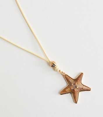 Cream Starfish Pendant Rope Necklace