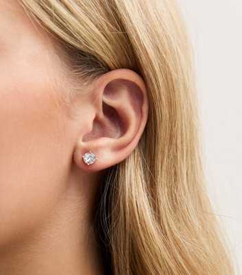 Gold Tone Diamante Encrusted Square Neck Stud Earrings
