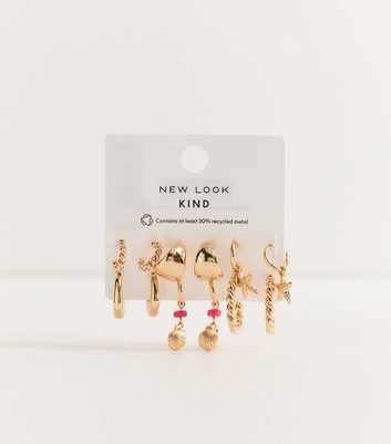 Pack of 6 Gold Tone Coastal Hoop Earrings
