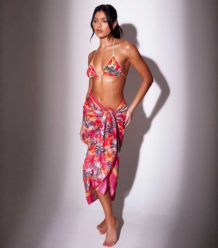 South Beach Pink Floral Beach Sarong