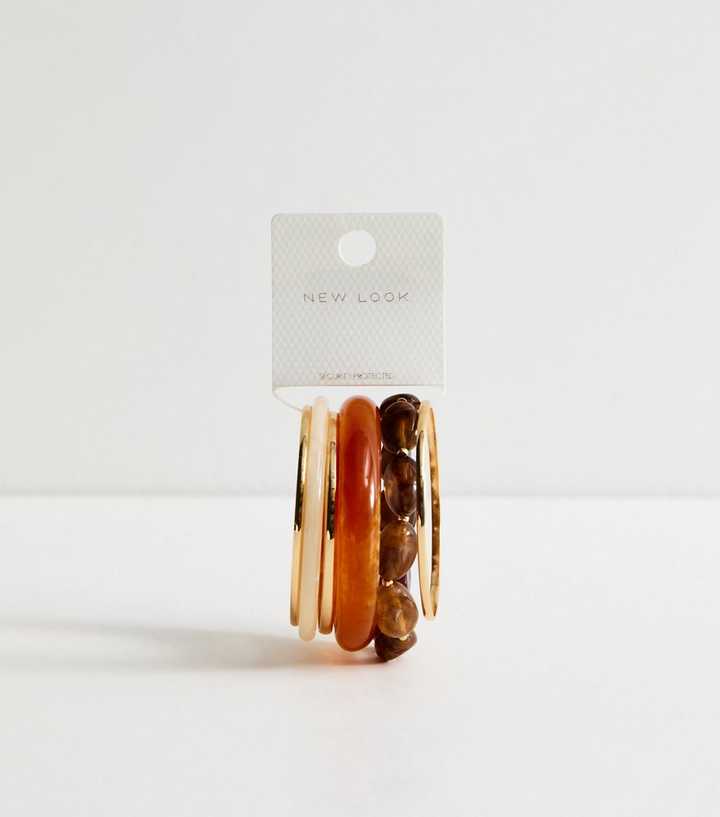 Pack of 6 Brown Resin Bangles and Bracelets