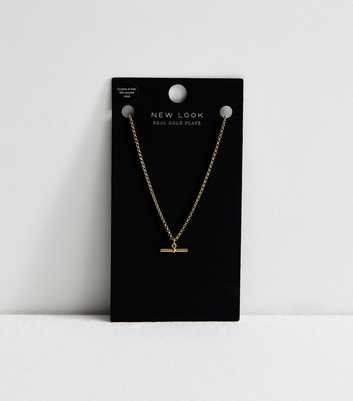 18ct Gold Plated Petite T Bar Pendant Necklace