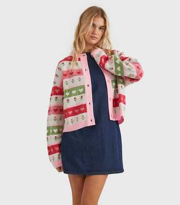 Skinnydip Pink Floral Stripe Knit Cardigan