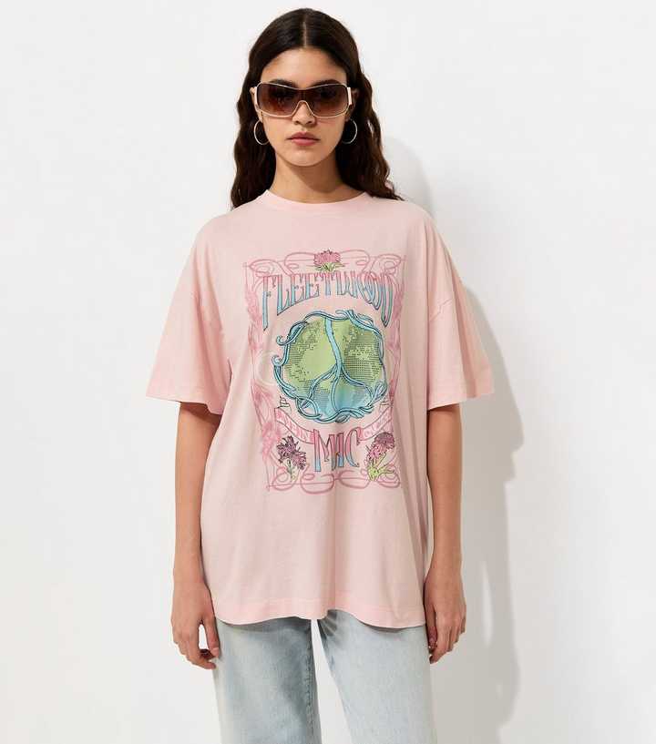 Light Pink Cotton Fleetwood Mac Oversized T-Shirt
